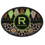 Argyle & Moroccan Mosaic Iron On Oval Patch w/ Name and Initial