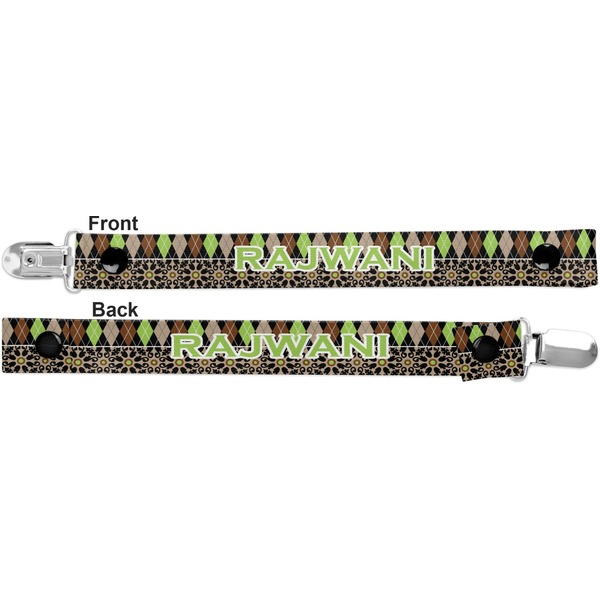 Argyle & Moroccan Mosaic Pacifier Clip - Front and Back