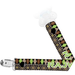 Argyle & Moroccan Mosaic Pacifier Clips (Personalized)