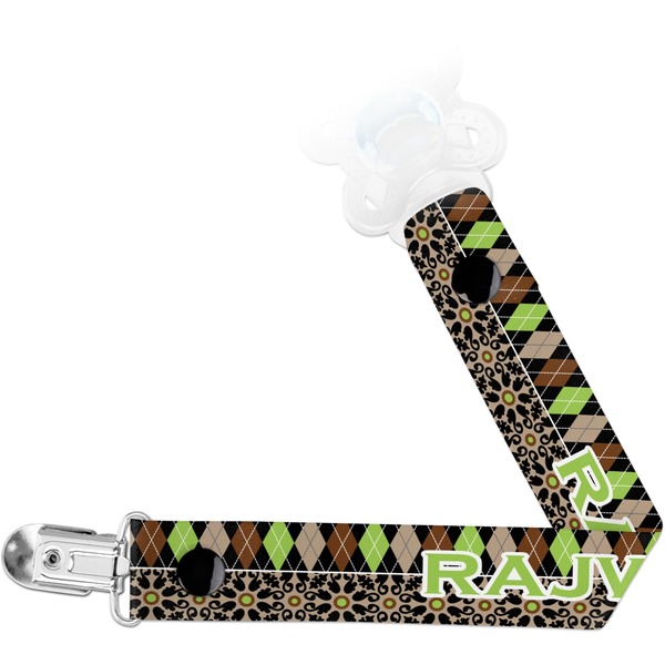 Custom Argyle & Moroccan Mosaic Pacifier Clip (Personalized)