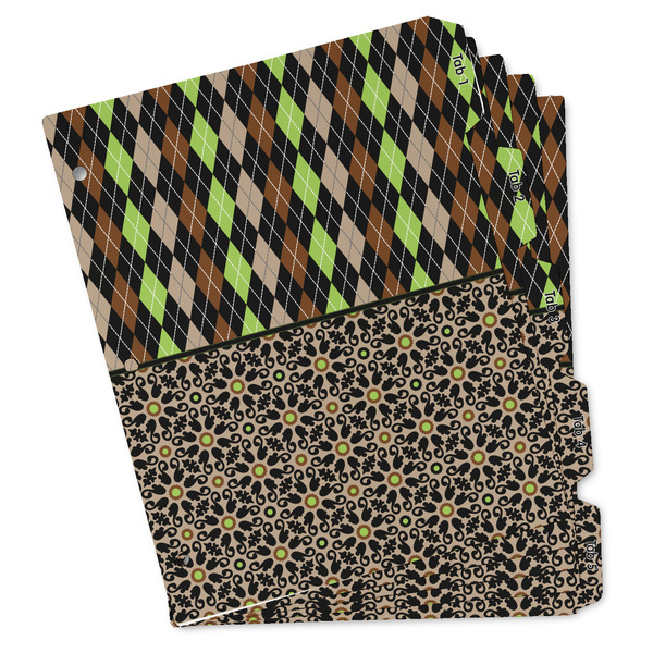 Custom Argyle & Moroccan Mosaic Binder Tab Divider Set (Personalized)