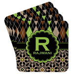 Argyle & Moroccan Mosaic Paper Coasters w/ Name and Initial