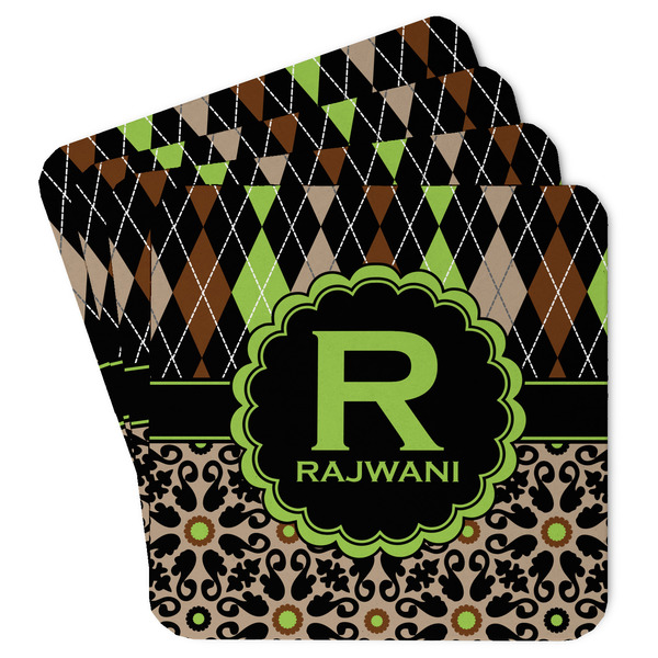 Custom Argyle & Moroccan Mosaic Paper Coasters (Personalized)