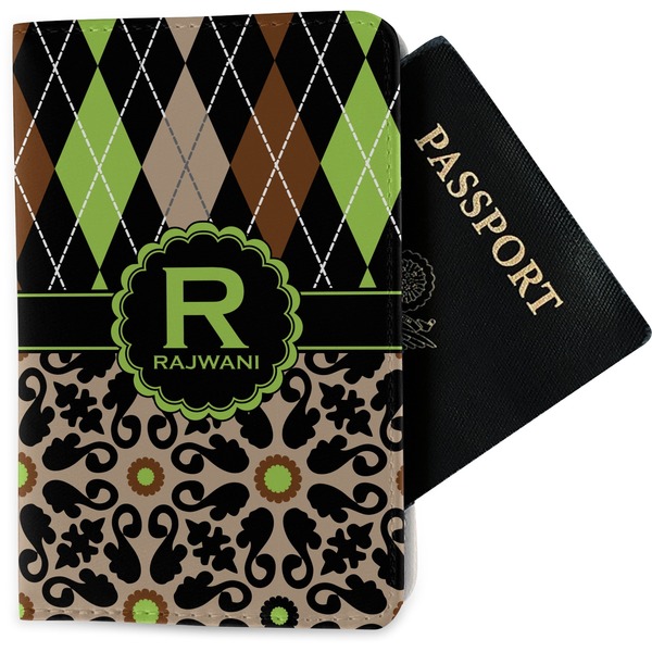 Custom Argyle & Moroccan Mosaic Passport Holder - Fabric (Personalized)