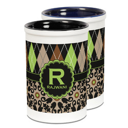 Argyle & Moroccan Mosaic Ceramic Pencil Holder - Large