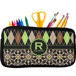 Argyle & Moroccan Mosaic Neoprene Pencil Case (Personalized)