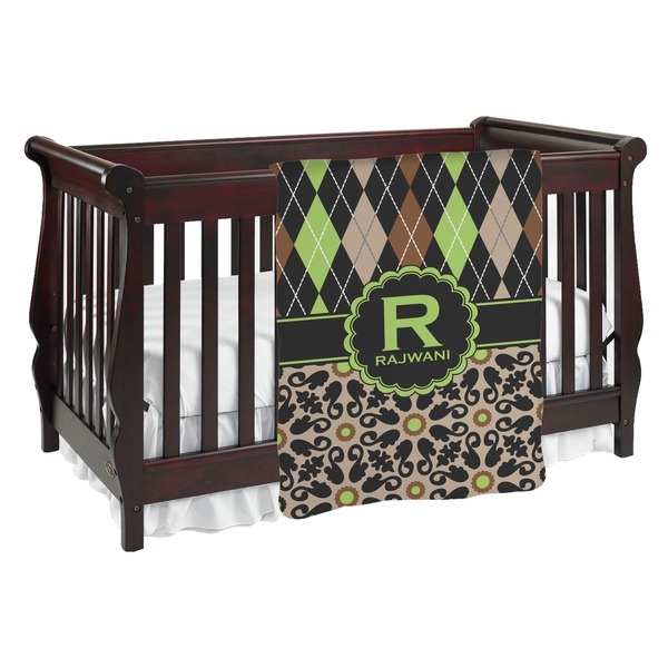 Custom Argyle & Moroccan Mosaic Baby Blanket (Single Sided) (Personalized)