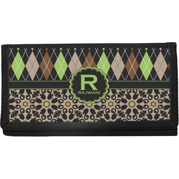 Custom Argyle & Moroccan Mosaic Canvas Checkbook Cover (Personalized)