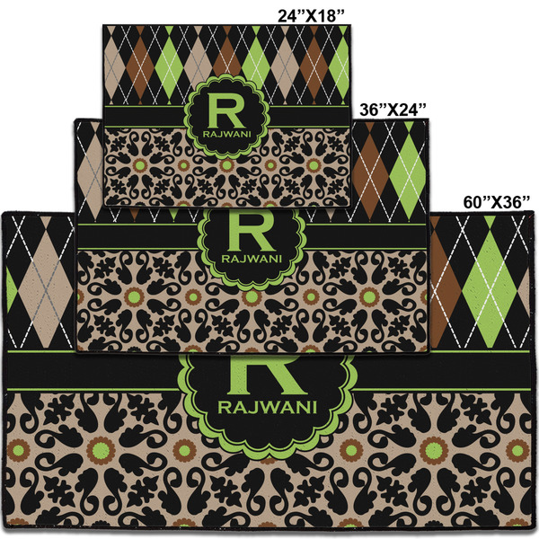 Argyle & Moroccan Mosaic Personalized Door Mat - Group Parent IMF