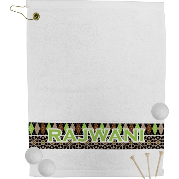 Custom Argyle & Moroccan Mosaic Golf Bag Towel (Personalized)