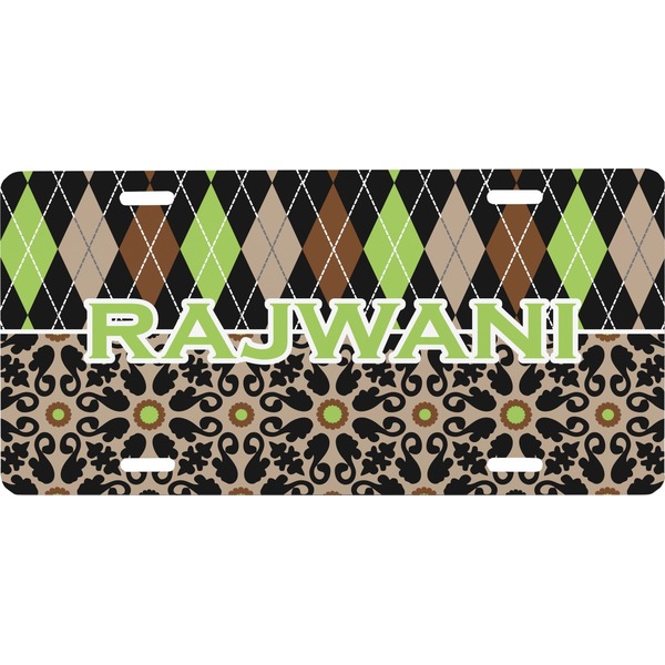 Custom Argyle & Moroccan Mosaic Front License Plate (Personalized)