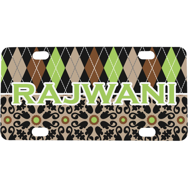 Custom Argyle & Moroccan Mosaic Mini/Bicycle License Plate (Personalized)