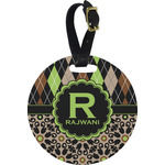 Argyle & Moroccan Mosaic Plastic Luggage Tag - Round (Personalized)