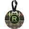 Argyle & Moroccan Mosaic Personalized Round Luggage Tag