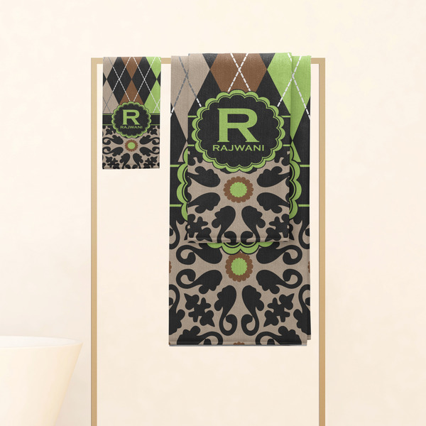 Argyle & Moroccan Mosaic Personalized Towel Set