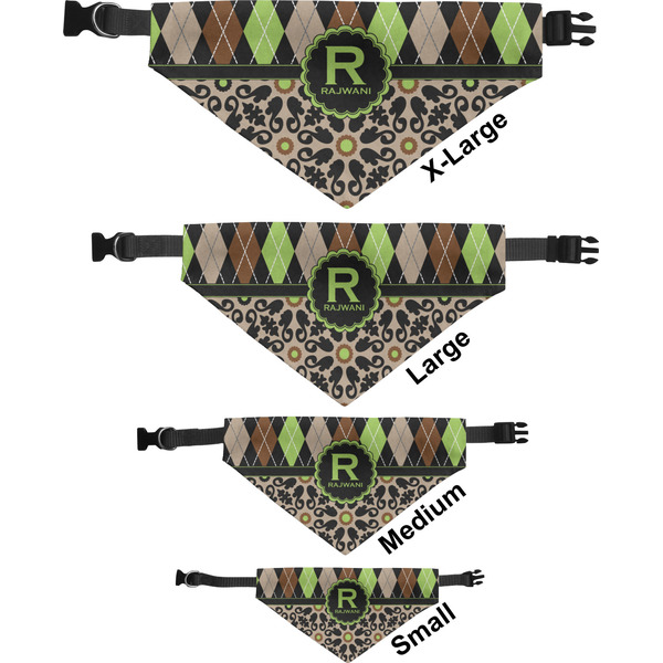 Argyle & Moroccan Mosaic Pet Bandana Sizes