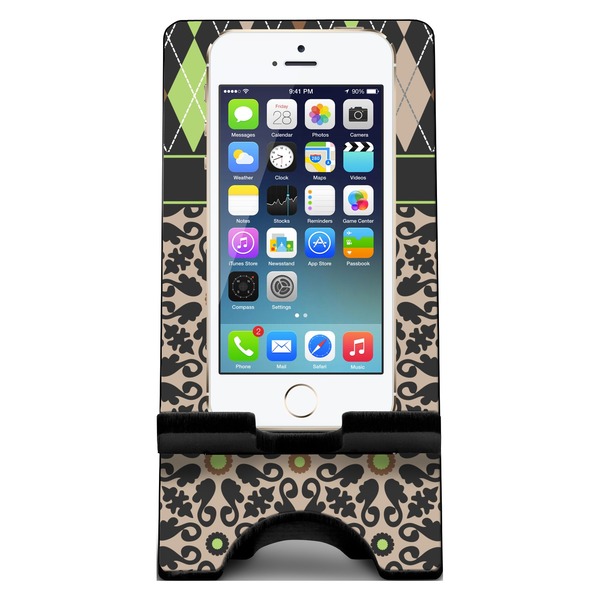 Argyle & Moroccan Mosaic Phone Stand w/ Phone
