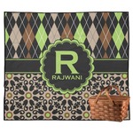 Argyle & Moroccan Mosaic Outdoor Picnic Blanket (Personalized)