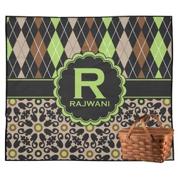 Argyle & Moroccan Mosaic Outdoor Picnic Blanket (Personalized)