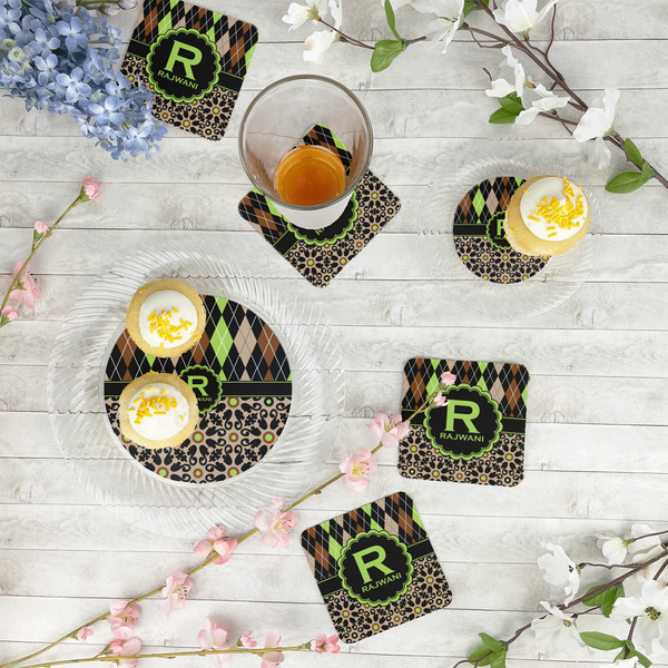 Argyle & Moroccan Mosaic Plastic Party Dinner Plates - In Context