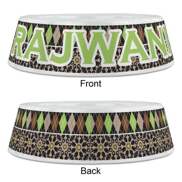 Argyle & Moroccan Mosaic Plastic Pet Bowls - Large - APPROVAL