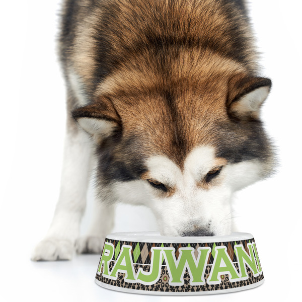 Argyle & Moroccan Mosaic Plastic Pet Bowls - Large - LIFESTYLE