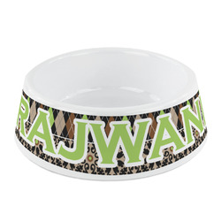 Argyle & Moroccan Mosaic Plastic Dog Bowl - Small (Personalized)