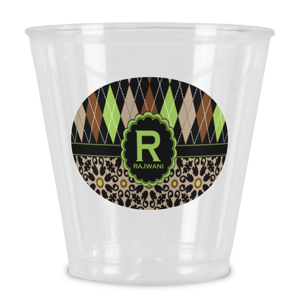 Custom Argyle & Moroccan Mosaic Plastic Shot Glass (Personalized)