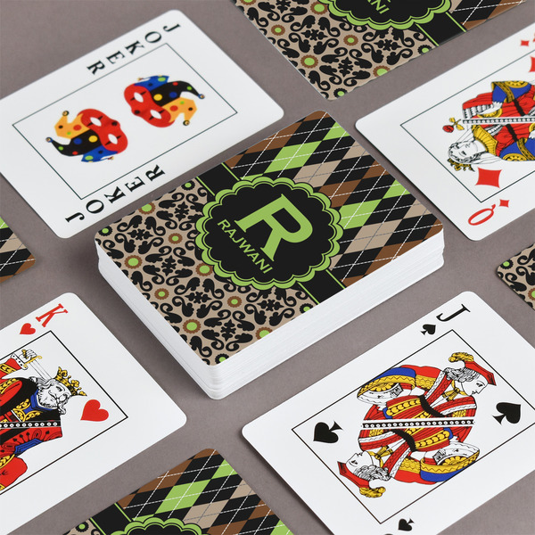 Argyle & Moroccan Mosaic Playing Cards - Front & Back View