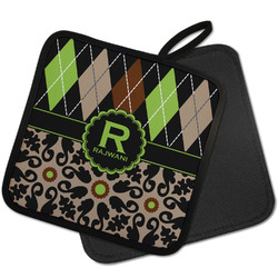 Argyle & Moroccan Mosaic Pot Holder w/ Name and Initial