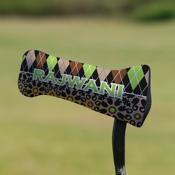 Argyle & Moroccan Mosaic Putter Cover - On Putter