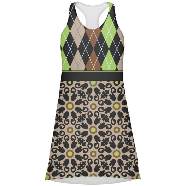 Custom Argyle & Moroccan Mosaic Racerback Dress - X Large