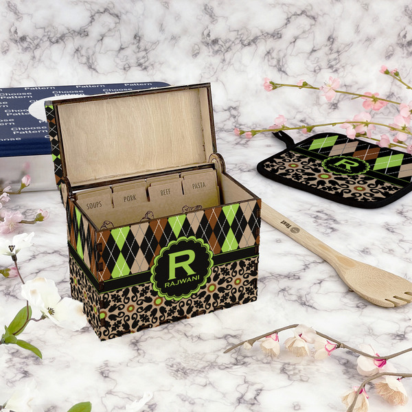 Argyle & Moroccan Mosaic Recipe Box - Full Color - In Context