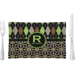 Argyle & Moroccan Mosaic Rectangular Glass Lunch / Dinner Plate - Single or Set (Personalized)