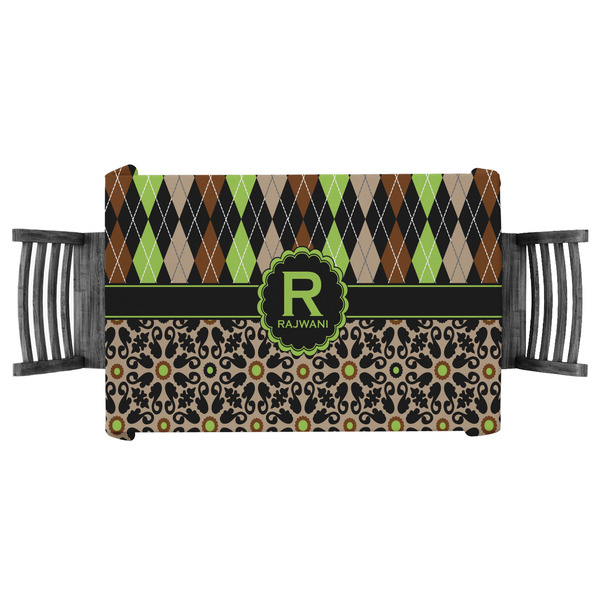 Custom Argyle & Moroccan Mosaic Tablecloth - 58"x58" (Personalized)