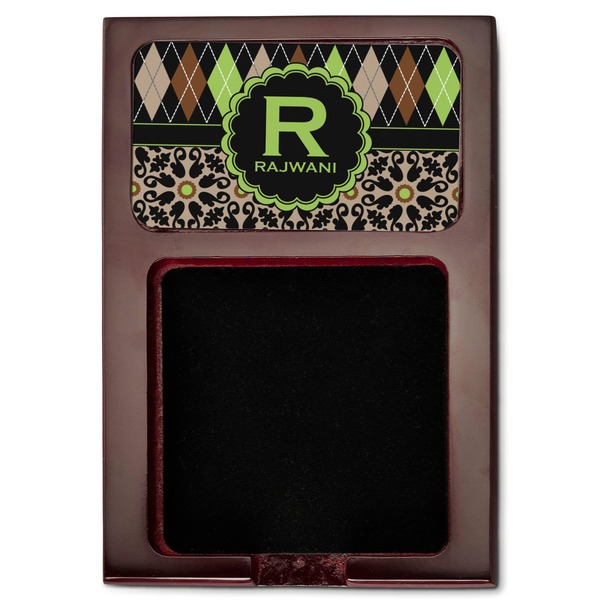 Argyle & Moroccan Mosaic Red Mahogany Sticky Note Holder - Flat
