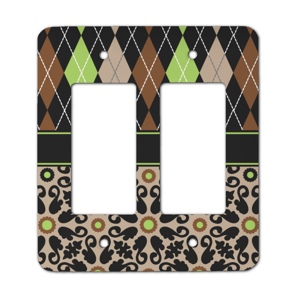 Custom Argyle & Moroccan Mosaic Rocker Style Light Switch Cover - Two Switch