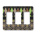 Argyle & Moroccan Mosaic Rocker Style Light Switch Cover - Three Switch