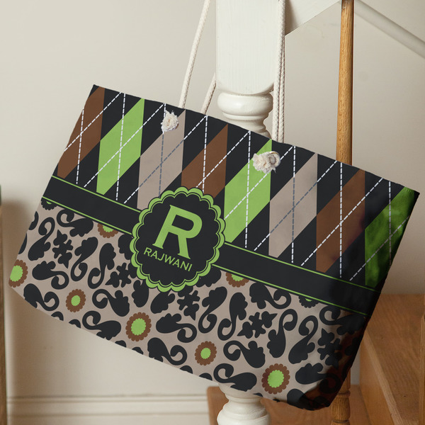 Argyle & Moroccan Mosaic Large Rope Tote - Life Style