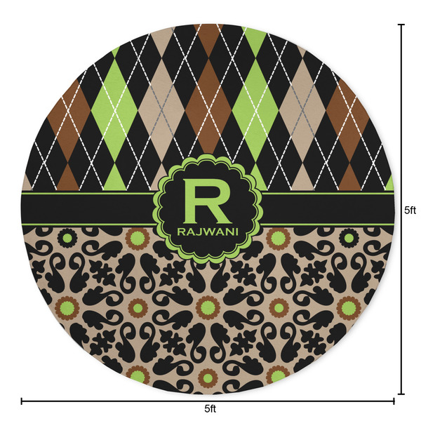 Argyle & Moroccan Mosaic Round Area Rug - Size