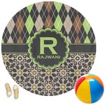 Argyle & Moroccan Mosaic Round Beach Towel (Personalized)