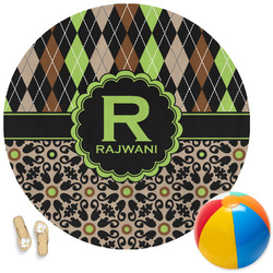 Argyle & Moroccan Mosaic Round Beach Towel (Personalized)