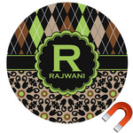 Argyle & Moroccan Mosaic Round Car Magnet - 6" (Personalized)