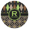 Argyle & Moroccan Mosaic Round Rubber Backed Coaster (Personalized)