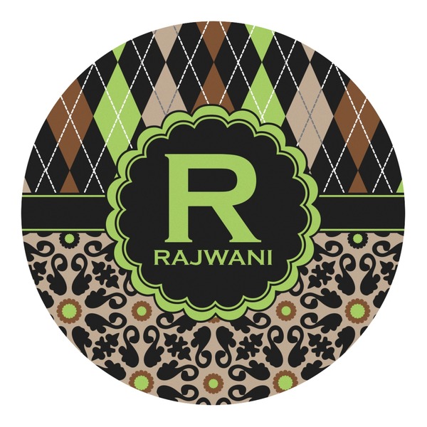 Custom Argyle & Moroccan Mosaic Round Decal - Large (Personalized)