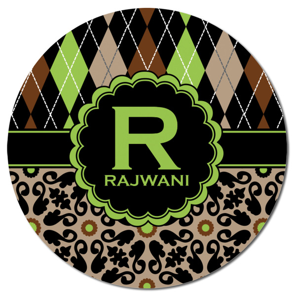 Argyle & Moroccan Mosaic Round Fridge Magnet - FRONT