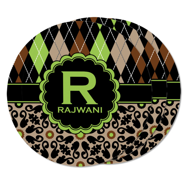 Argyle & Moroccan Mosaic Round Fridge Magnet - THREE