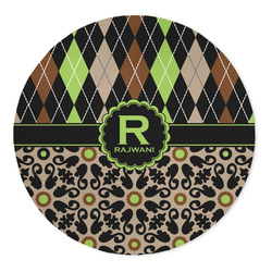 Argyle & Moroccan Mosaic 5' Round Indoor Area Rug (Personalized)