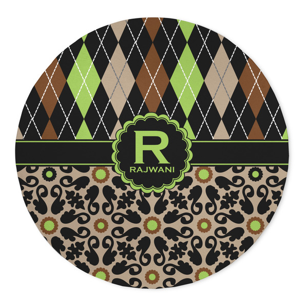 Custom Argyle & Moroccan Mosaic 5' Round Indoor Area Rug (Personalized)