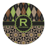 Argyle & Moroccan Mosaic Round Linen Placemat - Single Sided (Personalized)